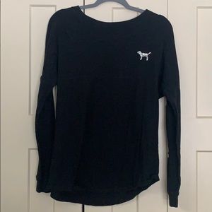 VICTORIAS SECRET PINK LONG SLEEVE BLACK SEQUIN TOP